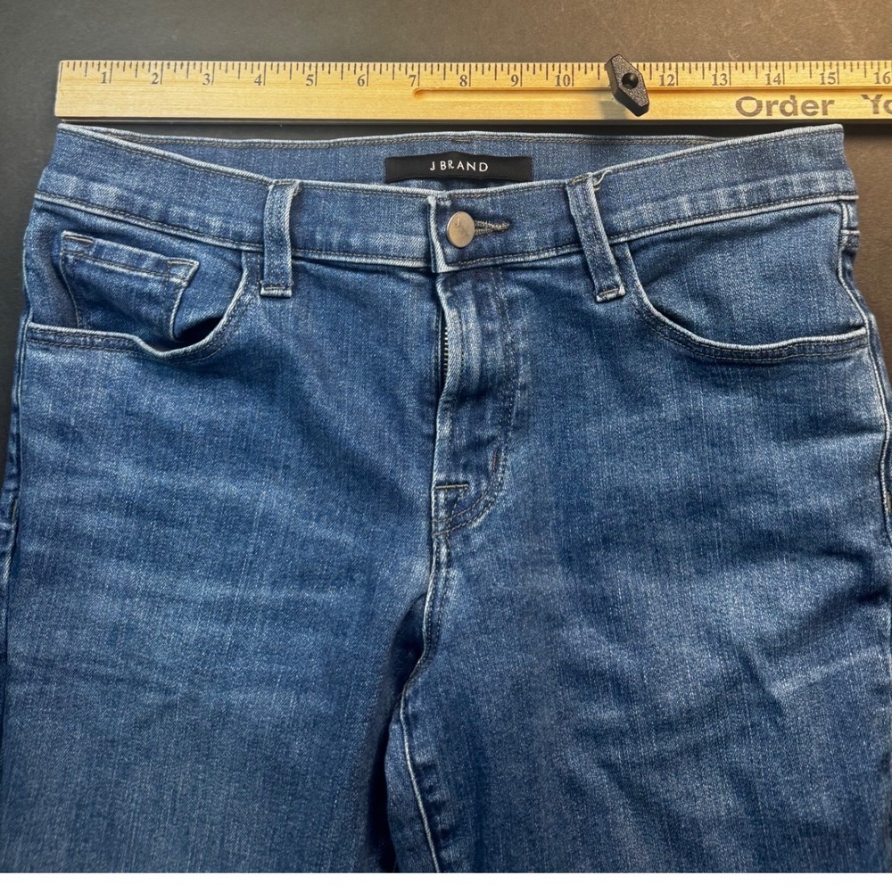 J Brand Jeans Womens 27 Blue Medium Wash Raw Hem Cropped Flare Denim Kick - Picture 8 of 8